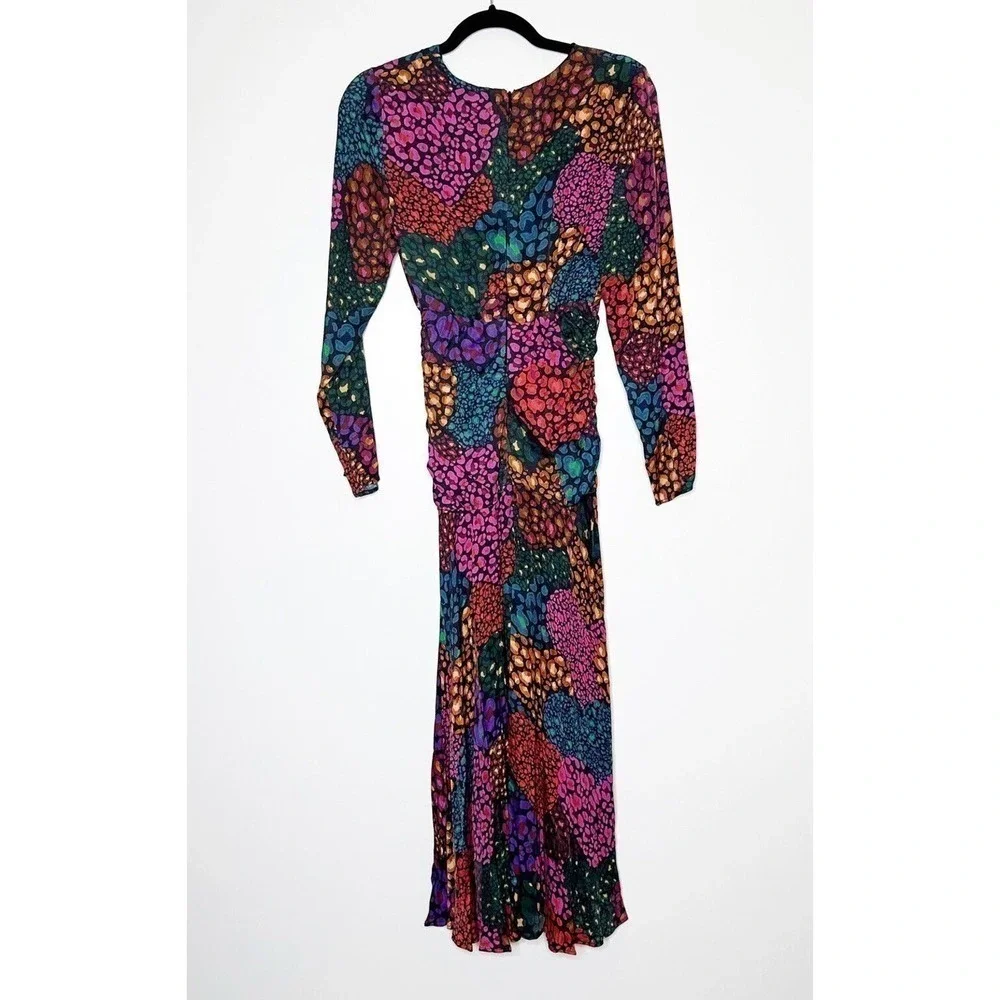 NWT Farm Rio Rainbow Hearts Midi Dress Long Sleeve Women's Multicolor Size XS - Picture 4 of 8